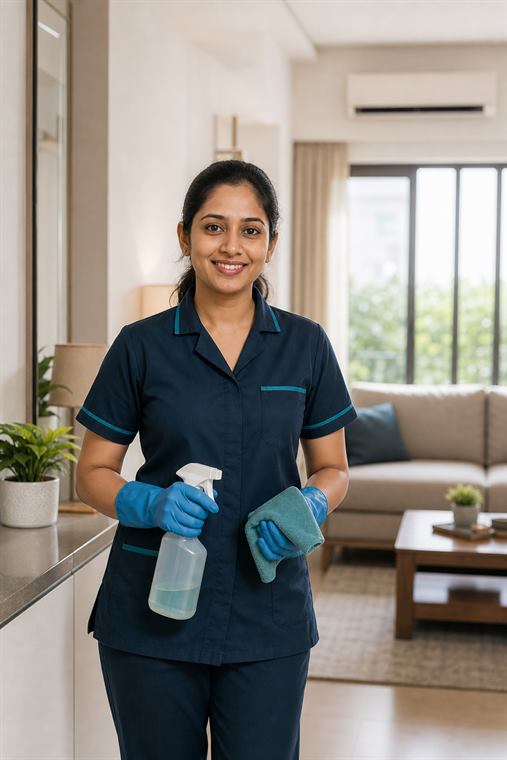 Professional home cleaning worker